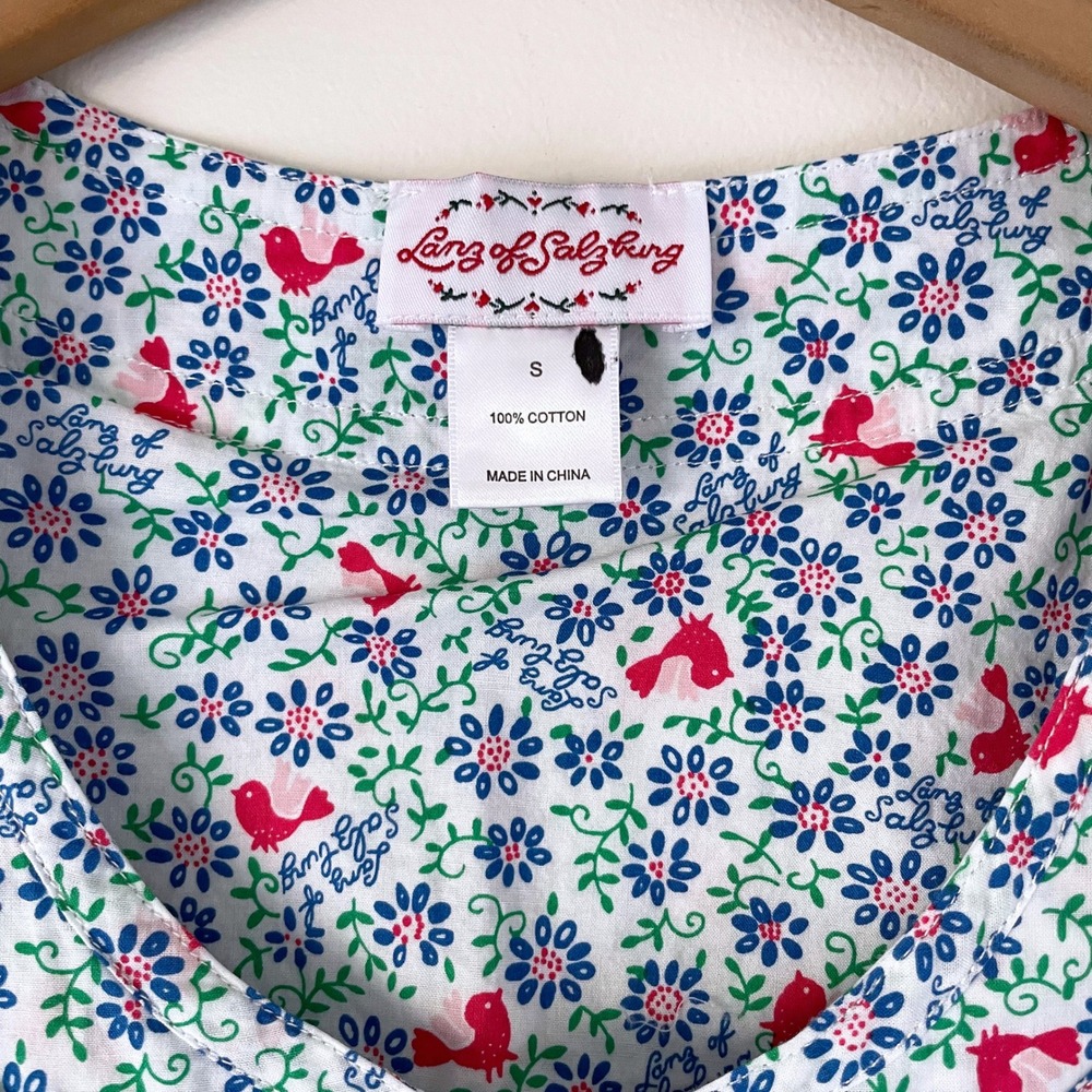 Lanz of Salzburg Cotton Midi Dress Small Prairie Folk Cottagecore Modest - Picture 4 of 11